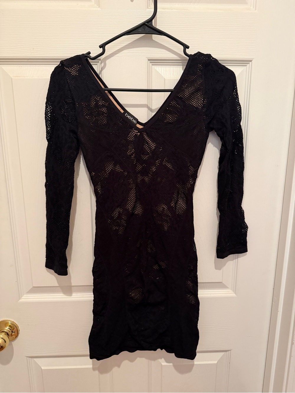 Bebe Black Lace Bodycon Mini Dress M/L